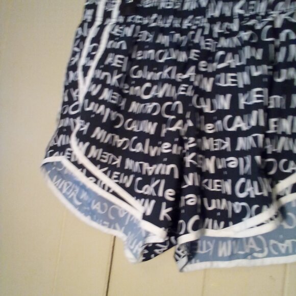 Calvin Klein Shorts Women L Athletic Active Running Spell Out Liner Black White - Picture 4 of 13